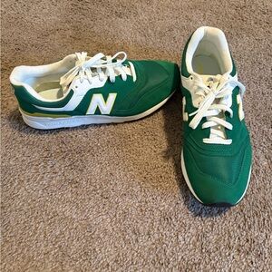 New Balance Green and White Athletic Sneakers